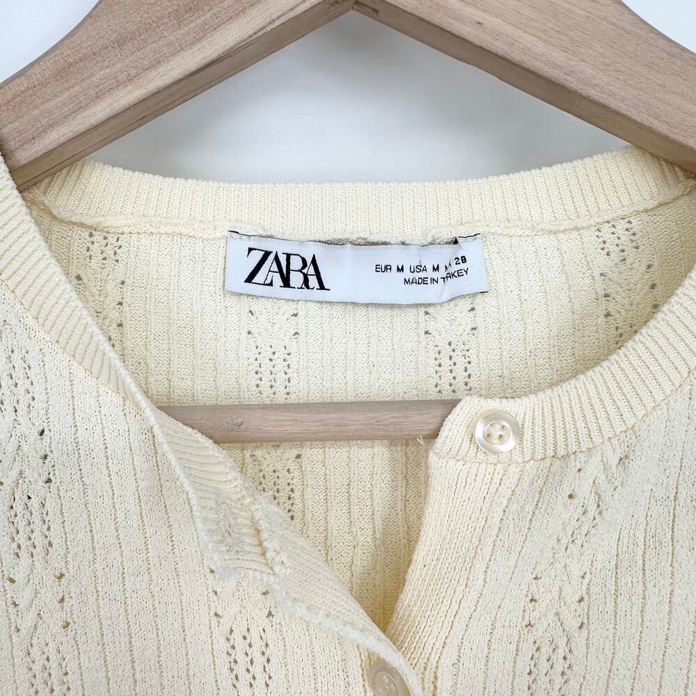 ZARA Embroidered Floral Cropped Cardigan Cottagecore Vintage Inspired Sweater - Picture 11 of 13